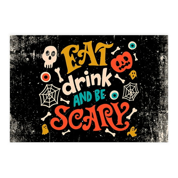 Koyal Wholesale Halloween Placemats, Cute Eat Drink And Be Scary, Disposable Cardstock Paper Table Mats for Dining, 8-Pk