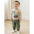 thumbnail image 5 of Rovasas Toddler Boy Fall Outfit Excavator Long Sleeve Sweatshirt Solid Joggers, 5 of 9