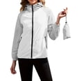 thumbnail image 3 of Womens Rain Jacket With Hood Color-Block Long-Sleeve Jacket Water-Repellent Windproof Casual Hooded Zip-Up Outdoor Light Raincoats Windbreaker, 3 of 9