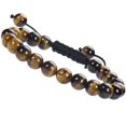 thumbnail image 1 of Natural Healing Power Gemstone Crystal Beads Unisex Adjustable Macrame Bracelets 8mm,Tiger Eye, 8MM, 1 of 4
