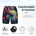 thumbnail image 3 of Qekee Colorful Patterned Rabbit Print Swimming Trunks for Men Boys,Swimming Shorts with Compression Liner,Quick-Drying Beach Trousers with Inner Shorts,Men Elastic Surf Shorts with Pockets-3X-Large, 3 of 6