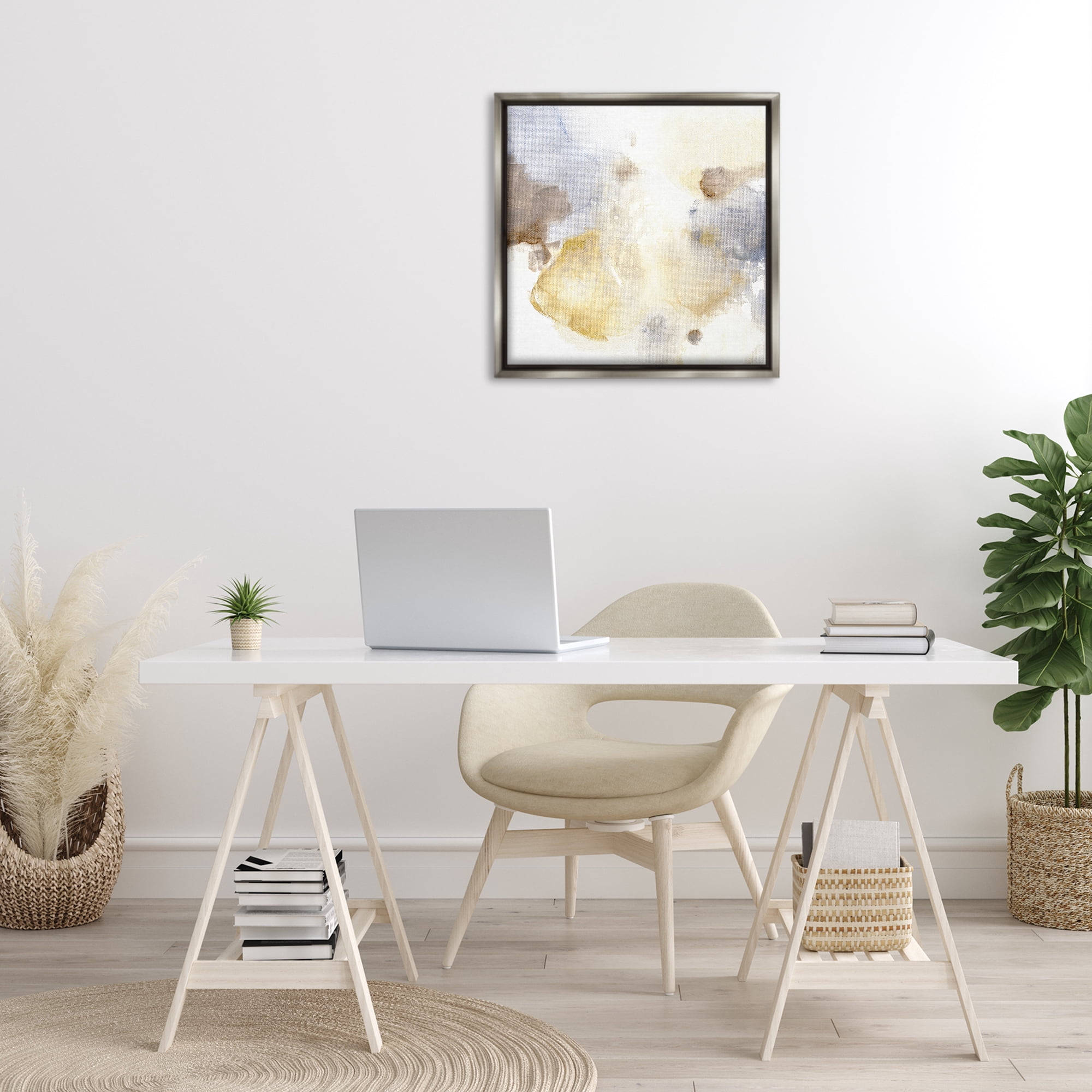 Stupell Industries Subtle Cloudy Abstract Abstract Painting Gray Floater Framed Canvas Art Print Wall Art, 25 x 25