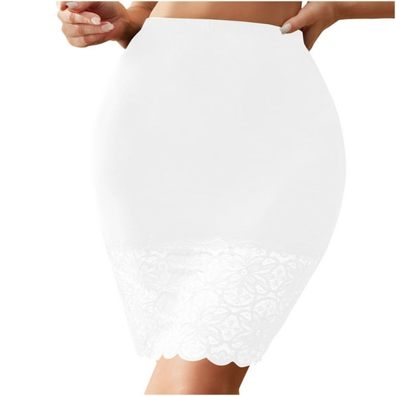 hotojiny Half s for Women Underskirt Elastic Waist Short Lace Trim Skirt Soft Comfy Comfy Bodycon Pajama Skirt