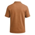 thumbnail image 4 of Men's Polo Shirts Short Sleeve Solid Pique Knit Slim Fit Collared Golf Shirts Men's Casual Shirts Business Casual Shirts Brown M, 4 of 6