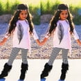 thumbnail image 6 of Douhoow 2-7Y Little Girl Feather Tassel Pink Top Striped Pants 2Pcs Clothes Set, 6 of 8
