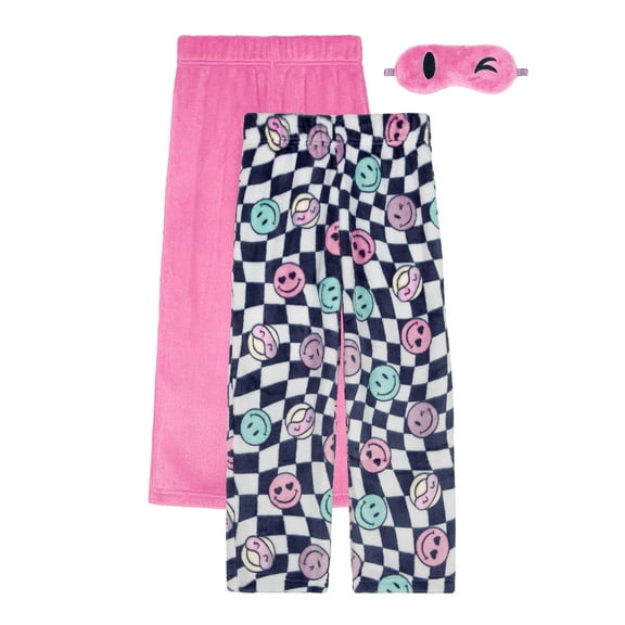 Saint Eve Kids Girls Fuzzy Pajama Pants, 2 Piece PJ Pant Set and Sleep Mask