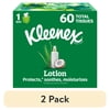 (2 pack) Kleenex Lotion Facial Tissues with Coconut Oil, 1 Cube Box, 60 Tissues per Box, 3-Ply