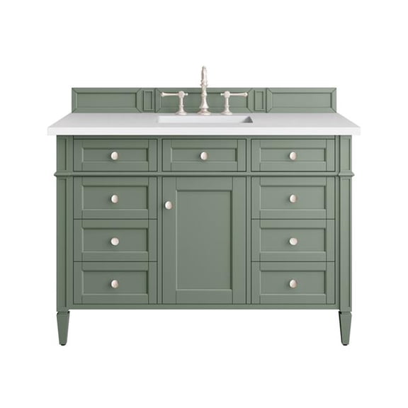 James Martin Furniture 650-V48-SC-3WZ 48 in. Brittany Single Vanity with 3CM White Zeus Top, Smokey Celadon