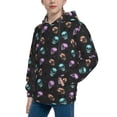 thumbnail image 2 of Kdxio purple cyan brown Skull Pattern Boys Athletic Unisex Boys Girls Hoodie with Pocket Sweatshirts-Large, 2 of 6