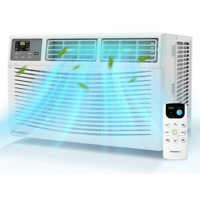 PhiloDeco 8000 BTU Climatiseur de Fenêtre, Refroidit jusqu'à 350 Pi2, 3 Vitesses de Ventilateur et 4 Modes, Intelligent, Écran d'Affichage DEL, avec Télécommande