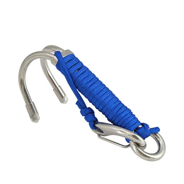 Yuarrent Gancho de arrecife con línea de resorte retráctil Suministros para buzos Deportes acuáticos estables resistentes a la corrosión Deportes acuáticos Azul