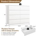 thumbnail image 2 of White 8-Drawer Dresser for Bedroom, 47.2" Wide High Gloss Lacquer Chest of Drawers, Modern Handleless Storage Cabinet with Deep Drawers, Modern Dresser for TV Stand, Living Room Office, Hallway, 2 of 8