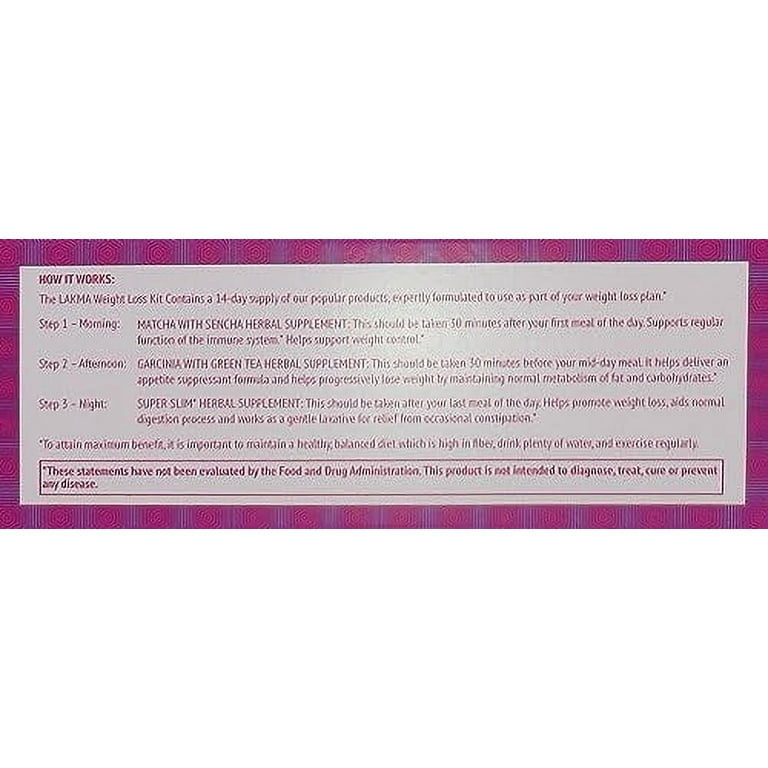 Lakma 14 Day Weight Loss Herbal Supplement Kit - Slim Dieter's