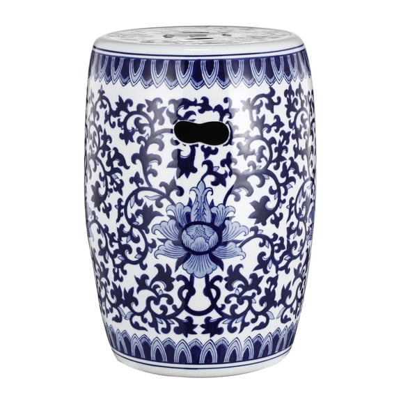 PuppyCheer 11.2 in Traditional Dazzling Pattern Folding Porcelain Garden Stool, Blue (1 Count)