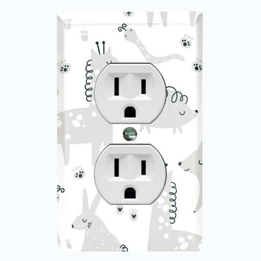 Metal Light Switch Plate Cover Cute Nature Wild Animals Gray ZOO001
