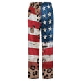 thumbnail image 6 of American Flag Leopard Print Winter Female Pants Flannel High Waist Women Pants Lady Warm Straight Leg Plush Trousers, 6 of 7