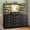 Black, variant on EnHomee Fabric Dresser for Bedroom with LED Lights Vanity Dressing Table with 12 Drawers & Open Shelves，White