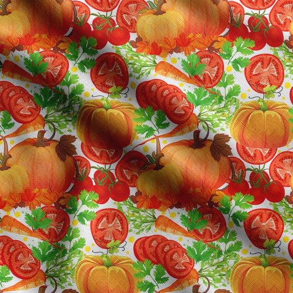 Soimoi Veggies Print,Cotton Cambric, Quilting Fabric Sold by The Yard 42 Inch Wide, Medium Weight Cotton Fabric, SewingSupplies,Orange