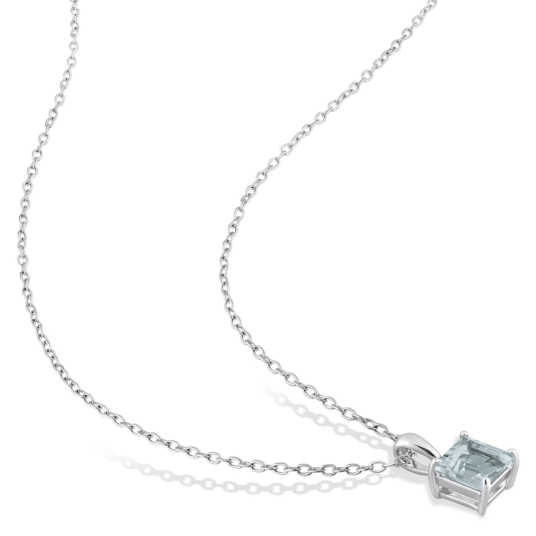 Everly Women's 4-1/2 Carat T.G.W. Princess-Cut Sky-Blue Topaz Sterling Silver 2-Piece Solitaire Pendant and Stud Earrings Set