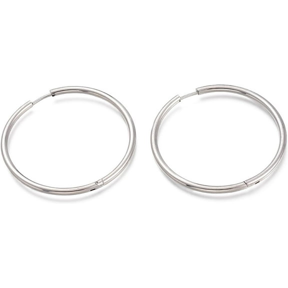 Hoop earrings 201 Stainless steel hoop earrings 45mm for screen conch piercing jewelry Unisex (silver)