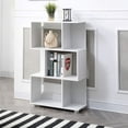 thumbnail image 2 of Modern Staggered 3-Shelf Manor Bookcase, White, 2 of 5