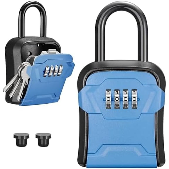 Lock Box, Key Lock Box Wall Mount & Portable Combination Lockbox with Resettable Code, Security Lockbox for Outside House Keys, Apartment Realtors Spare Keys Storage (1 Pack, Blue)