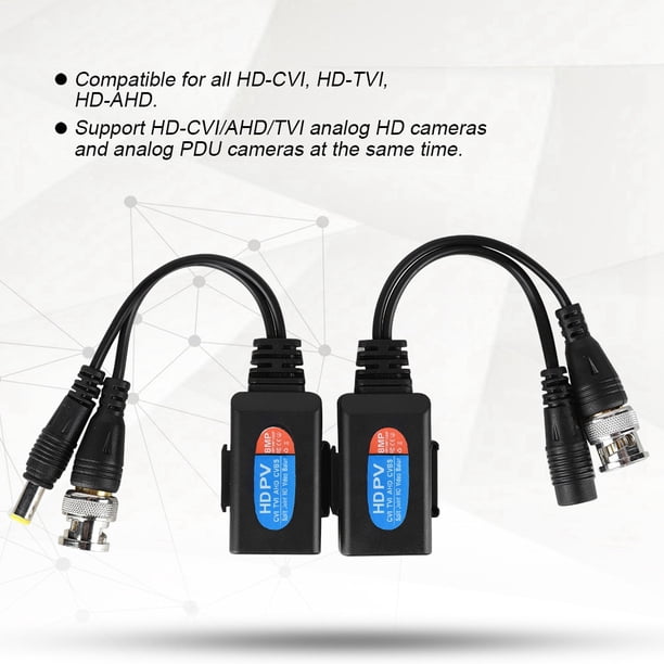 Transceptor Balun, transceptor de audio pasivo CCTV Balun Fuente de alimentación para transceptor de audio pasivo HDCVI Acabado de lujo