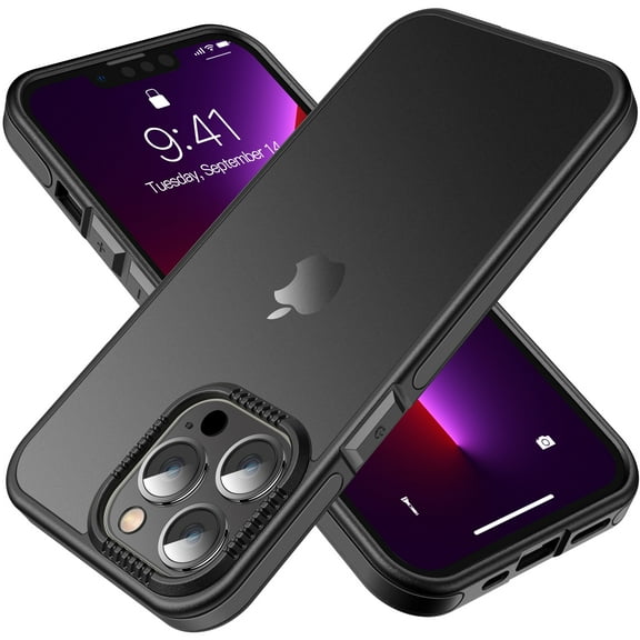 Casus Frosted Matte Silicone Frame Shockproof Case for Apple iPhone 13 Pro Max - Black