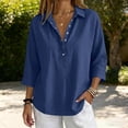 thumbnail image 4 of Betivan Linen Top for Women 2026 Summer Gauze Tops Half Sleeve V Neck Henley Shirt Gauze Dressy Casual Blouses Clothes, 4 of 9