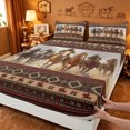 thumbnail image 4 of meiyoeat Vintage Cowboy Horse Aztec Print Bed Sheets For Boys,Rustic Western Pattern Full Size Sheets,4 Pieces,1 Flat Sheet,1 Fitted Sheet and 2 Pillowcases, 4 of 6