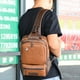 thumbnail image 3 of Mochila pequeña para hombre, estilo vintage, de piel sintética, para ciclismo Marrón Jinwen Bolsos bandolera para hombre, 3 of 8