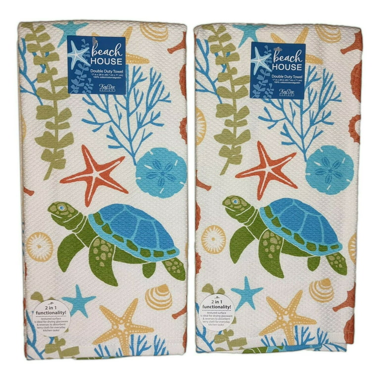 Set of 2 Beach House Sea Turtle Terry Kitchen Towels by Kay Dee Designs, Size: 2 in
