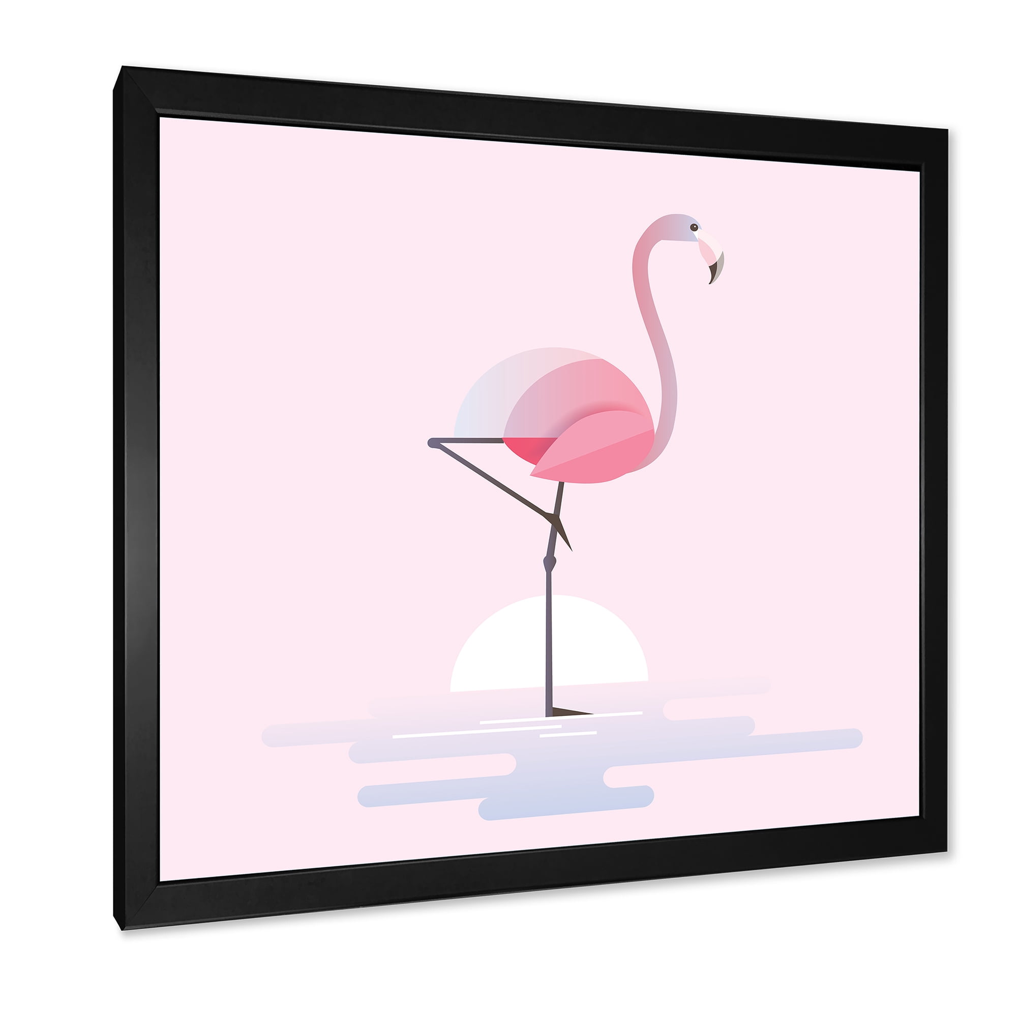 Designart 'Standing On One Toes Pink Flamingo' Farmhouse Framed Art Print