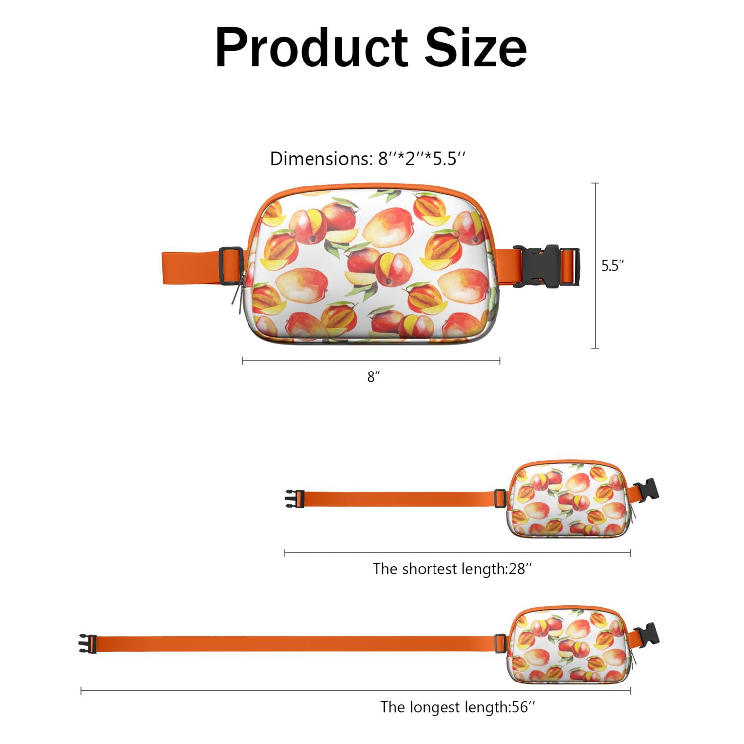 Juicy Peach Fanny Pack – Kawaii Cartoon Fruit Belt Bag with Vibrant Pink Design for Peach Lovers