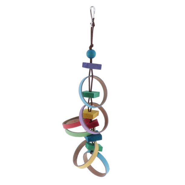 Bird Chew Rings Juguetes Para Animales Accesorios Para Jaulas Para Mascotas Suministros Para Pájaros 1 círculo colorido Colco Juguetes de madera para masticar pájaros