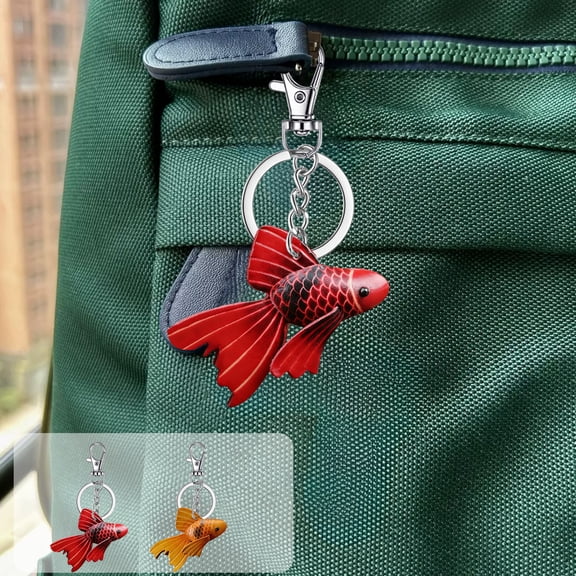 TTJ Bag Charms Key Rings for Car Keys Birthday Gifts for Women Keychain Made Of Cowhide Material Mini And Cute Goldfish Shaped Keychain Personalized Hanging Decoration Cute Little Gift