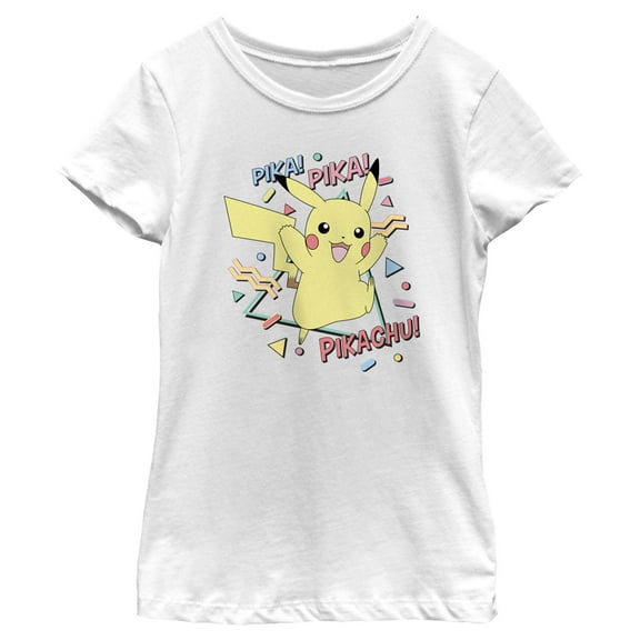 Girl's Pokemon Pikachu 80s Party Graphic Tee White Large