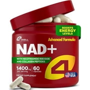 4Well   1400mg Supports Healthy Aging Complex - NAD Supplements With Collagen Peptides, NAD+ Plus Formula for Cellular Energy & Skin Health - Made in USA 60 Capsules