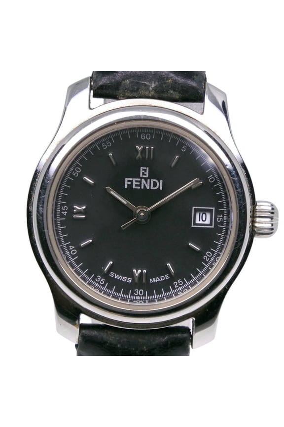 Pre-Owned Fendi Olologi Women's Watch, 210L Stainless Steel x Leather Strap, Quartz Analog,...