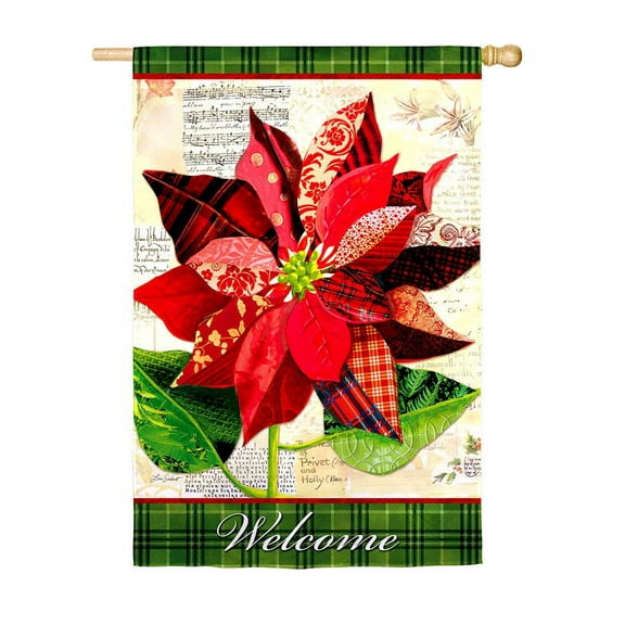 Evergreen Flag, Flag, Gar, Bin Poinsettia, 18'' x 0.12'' inches