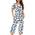 thumbnail image 2 of NominalSnug Pajama Sets for Women Short Sleeve Sleepwear Wide Leg Capri Pants Loungewear Graphic Print Pjs Set, 2 of 8