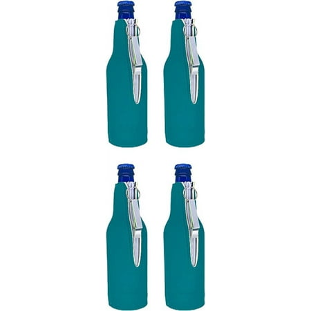 

Blank Neoprene Beer Bottle Coolie with Opener (Turquoise 4 Pack)