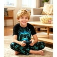 thumbnail image 2 of Aideaone Boys' Pajamas Set Short Sleeves Tops & Long Pants 2-Piece Printed Kid Sleepwear Pajamas Set for Boys 6-14Y, 2 of 4