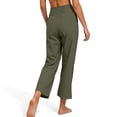 thumbnail image 5 of Wide Leg Capri Pants for Women High Waisted Cotton Linen Summer Pants Casual Drawstring Cropped Trousers with Pockets Army Green XL, 5 of 5