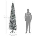 thumbnail image 2 of 9ft Flocked Green Pencil Christmas Tree with Realistic Tips | Slim Holiday Decor for Living Room & Entryway | Steel Stand Included, 2 of 7