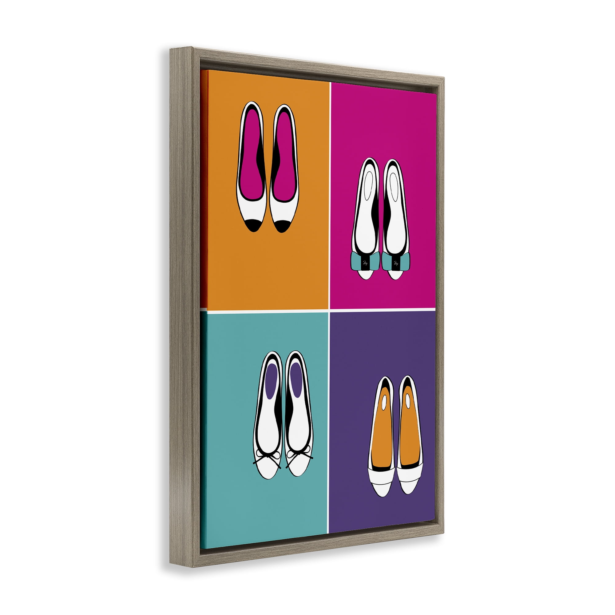 Stupell Industries Bold Pop Trendy Flats Brown Framed Floater Canvas Wall Art, design by Martina Pavlova