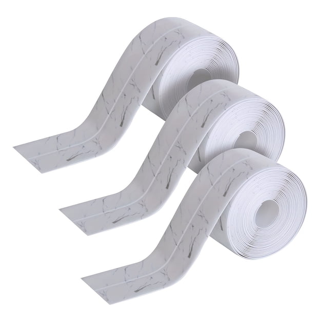 3 rollos de sello de cocina autoadhesivo impermeable de 1,5*125,98 pulgadas, cinta contra salpicaduras de fregadero, tira de calafateo for baño, sellador de inodoro for estufa