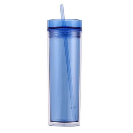 

LHWEN Tall Skinny Tumblers Acrylic 16 Ounce Double Layer Transparent Cup Portable Outdoor Sports Water Cup Car Mounted Large Capacity Plastic Tumbler Travel Gym