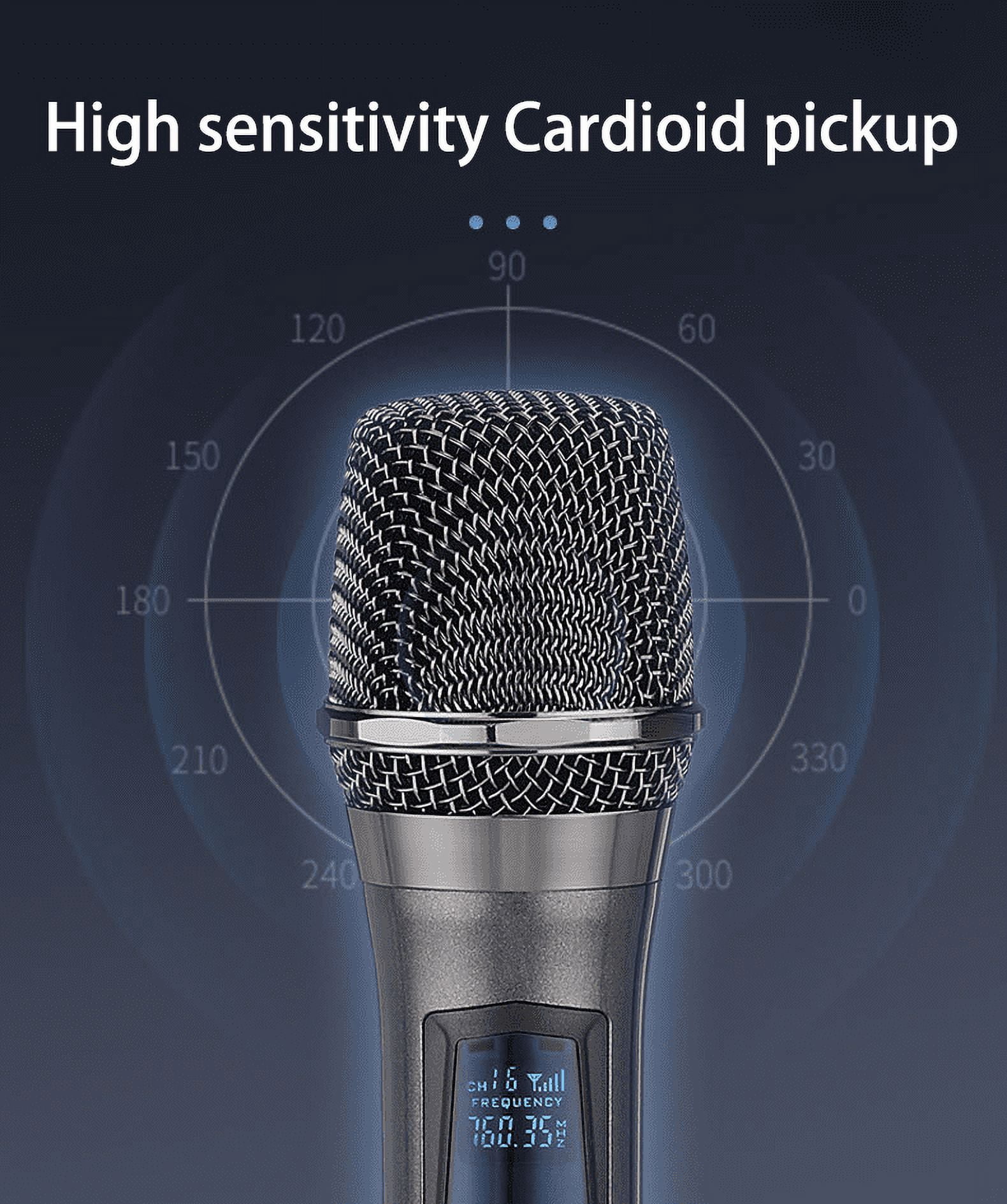 Wireless Microphone, Rechargeable Fixed Frequency Wireless Dual Microphone,Handheld Dynamic mic,Karaoke Singing, Weddings DJ,Party, Church, Classroom use, 200 feet, Gray.