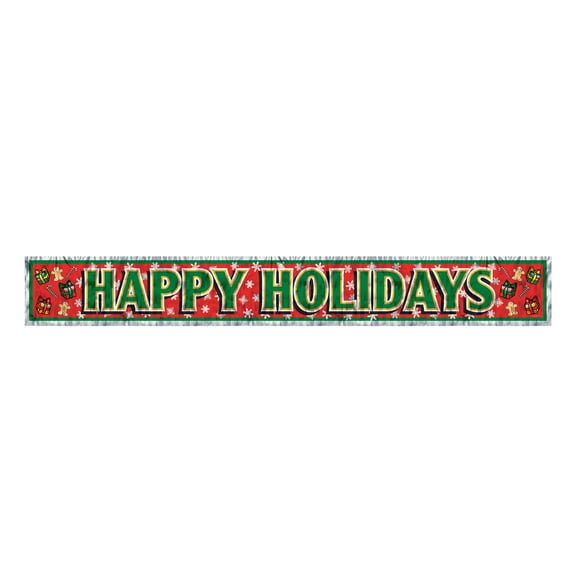 Metallic Happy Holidays Fringe Banner Party Accessory (1 count)